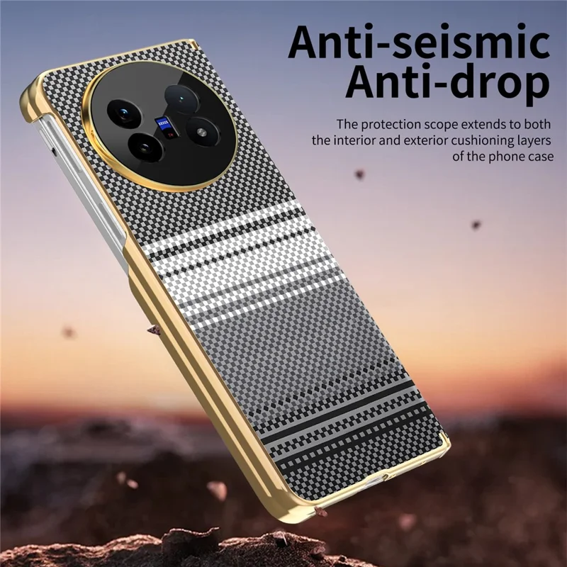 For vivo X Fold5 5G Magnetic Case Hinge Protection Gradient Color Leather + PC Shockproof Phone Cover - Black