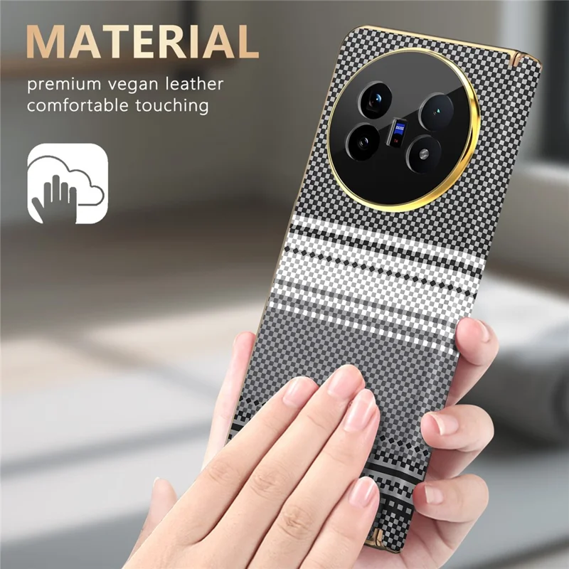 For vivo X Fold5 5G Magnetic Case Hinge Protection Gradient Color Leather + PC Shockproof Phone Cover - Black