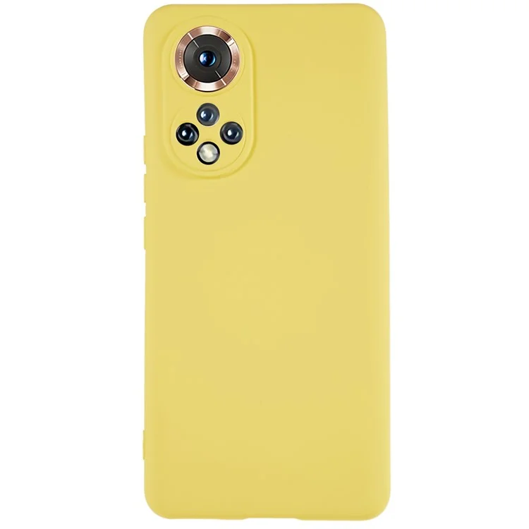 For Honor 50 / Huawei nova 9 Soft TPU 2.0mm Thick Anti-Scratch Phone Case Liquid Silicone Texture Arc Edge Non-Slip Cover - Yellow