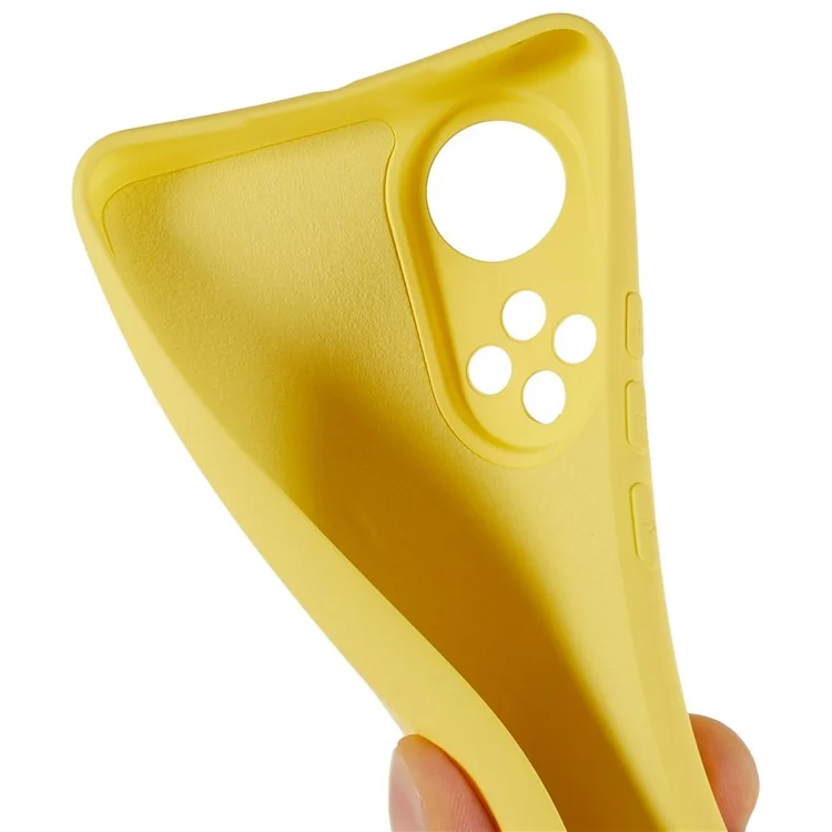 For Honor 50 / Huawei nova 9 Soft TPU 2.0mm Thick Anti-Scratch Phone Case Liquid Silicone Texture Arc Edge Non-Slip Cover - Yellow