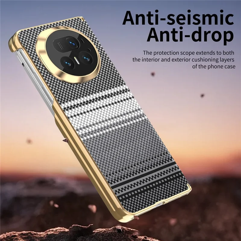 Étui magnétique pour Honor Magic V5 5G avec protection de charnière, revêtement en cuir coloris dégradé + PC, étui anti-choc pour téléphone - Noir