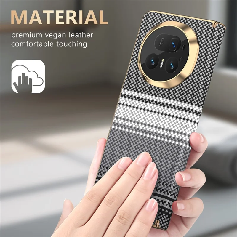 Étui magnétique pour Honor Magic V5 5G avec protection de charnière, revêtement en cuir coloris dégradé + PC, étui anti-choc pour téléphone - Noir