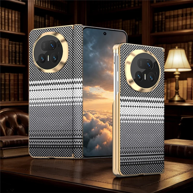 Étui magnétique pour Honor Magic V5 5G avec protection de charnière, revêtement en cuir coloris dégradé + PC, étui anti-choc pour téléphone - Noir