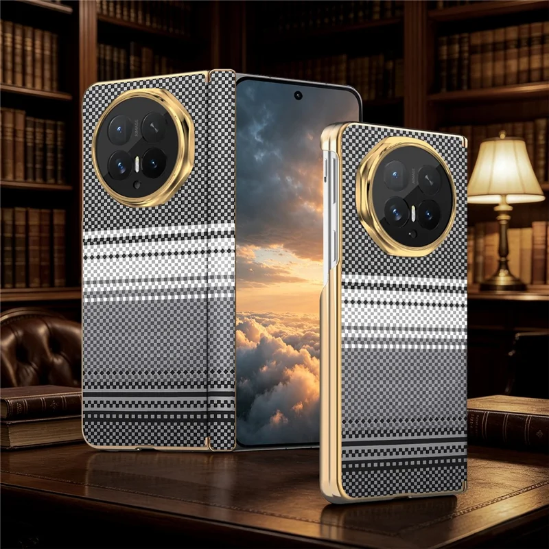 For Honor Magic V6 5G Magnetisk Case Hinge-beskyttelse Farvegradient Læder + PC Skockabsorberende Telefonbeskyttelse - Sort