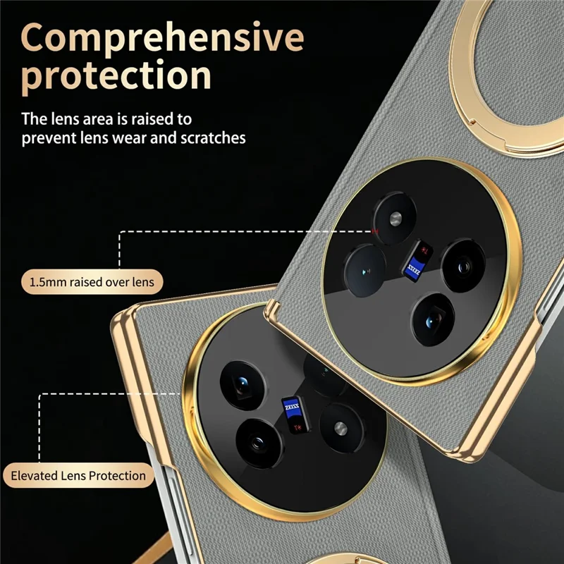 For vivo X Fold5 5G Case Magnetic Kickstand Leather + PC Dual-Axis Hinge Protection Phone Cover - Grey
