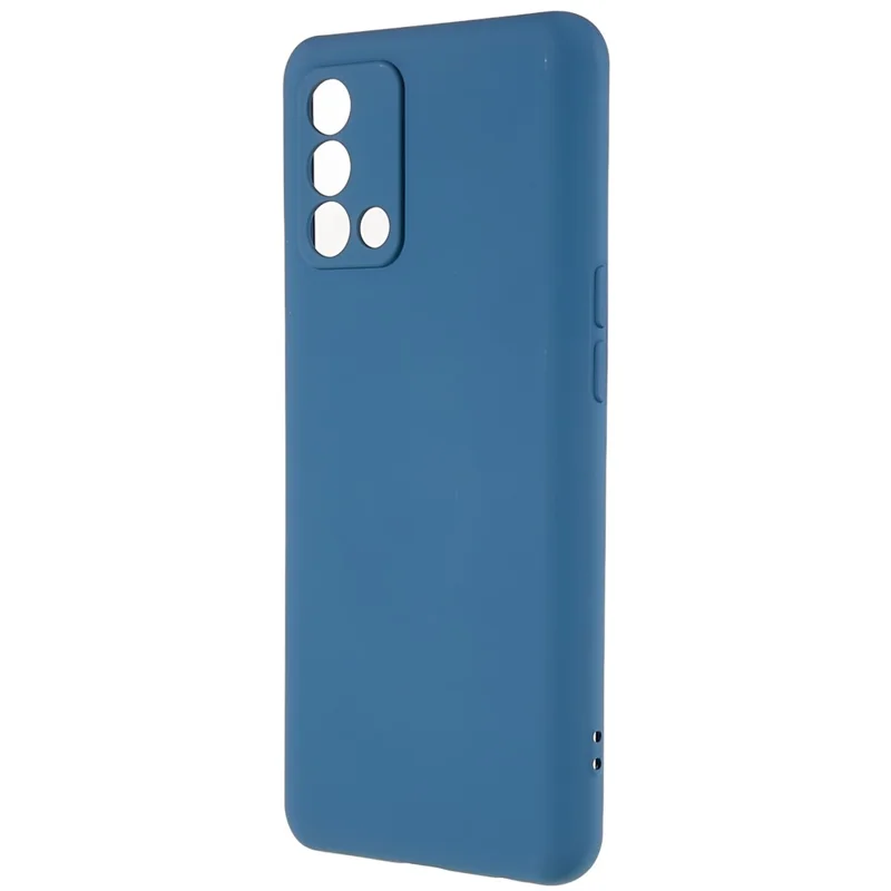 Pour Oppo A74 4G Étui de téléphone flexible en TPU avec bord incurvé résistant aux chocs, épaisseur de 2,0 mm, texture en silicone liquide antidérapante - Bleu