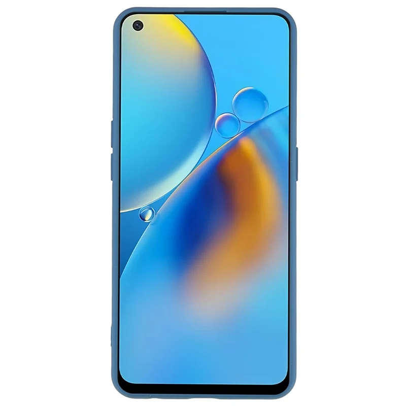 Pour Oppo A74 4G Étui de téléphone flexible en TPU avec bord incurvé résistant aux chocs, épaisseur de 2,0 mm, texture en silicone liquide antidérapante - Bleu