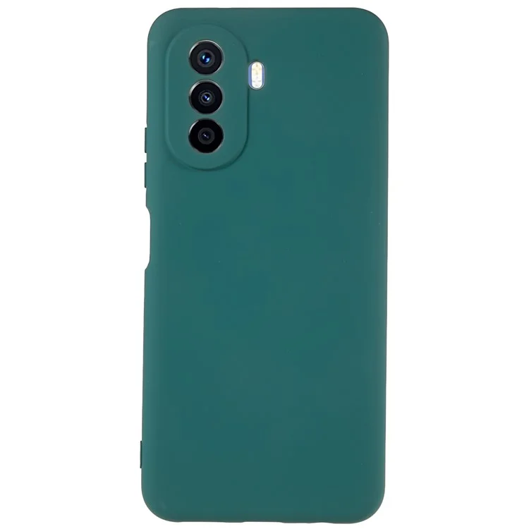 Para Huawei nova Y70 4G Arc Edge Liquid Silicone Texture Case 2.0mm Thick Shockproof Soft TPU Phone Cover - Midnight Green