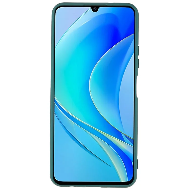 Para Huawei nova Y70 4G Arc Edge Liquid Silicone Texture Case 2.0mm Thick Shockproof Soft TPU Phone Cover - Midnight Green
