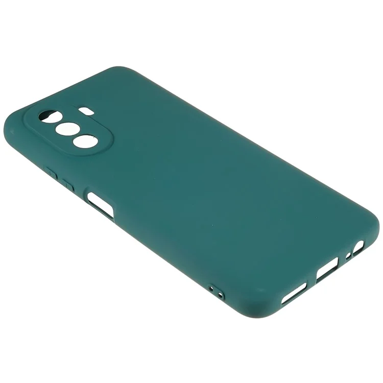 Para Huawei nova Y70 4G Arc Edge Liquid Silicone Texture Case 2.0mm Thick Shockproof Soft TPU Phone Cover - Midnight Green