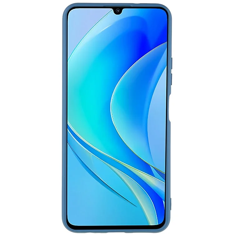 Pour Huawei nova Y70 4G Arc Edge Liquid Silicone Texture Case 2.0mm Thick Shockproof Soft TPU Phone Cover - Bleu