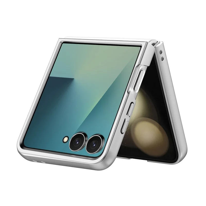 For Samsung Galaxy Z Flip8 Case Rotating Kickstand Floral Pattern Leather + PC Protective Cover - Beige