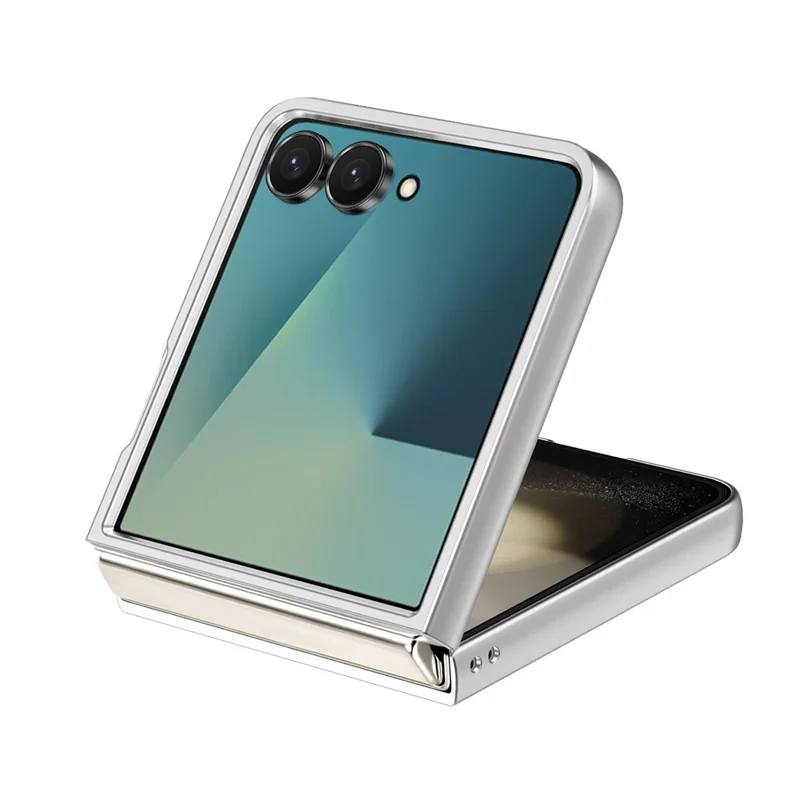 For Samsung Galaxy Z Flip8 Case Rotating Kickstand Floral Pattern Leather + PC Protective Cover - Beige