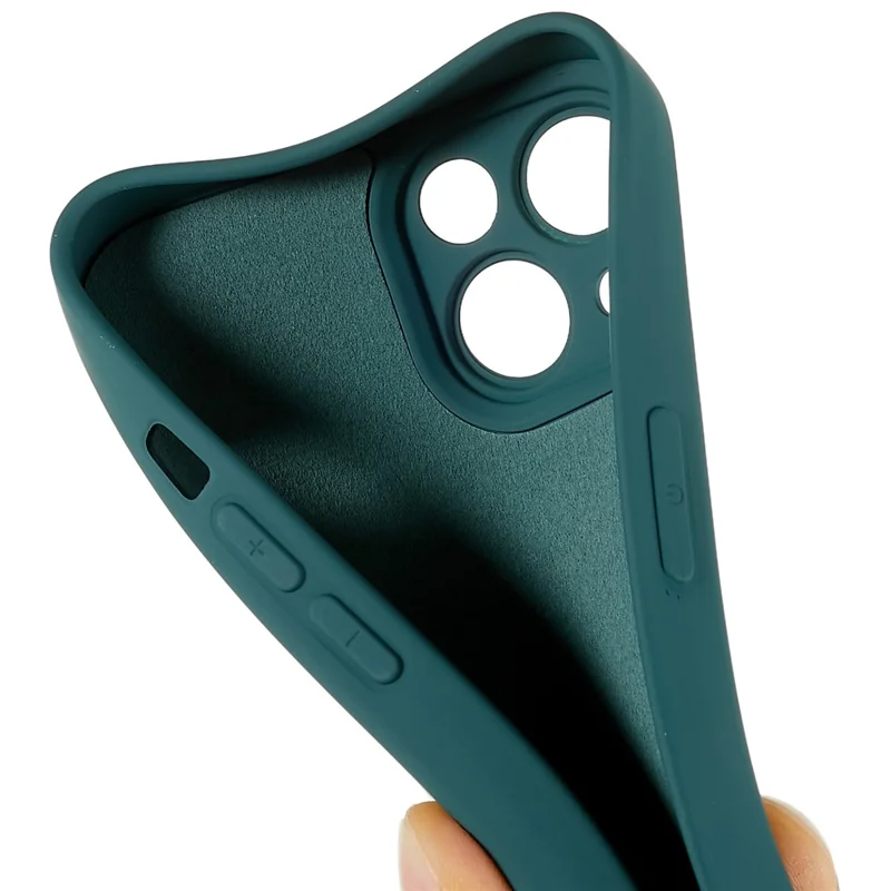 For iPhone 14 Plus Precise Cutout Camera Protection Phone Case Liquid Silicone Texture Soft TPU Arc Edge 2.0mm Thick Shockproof Cover - Midnight Green