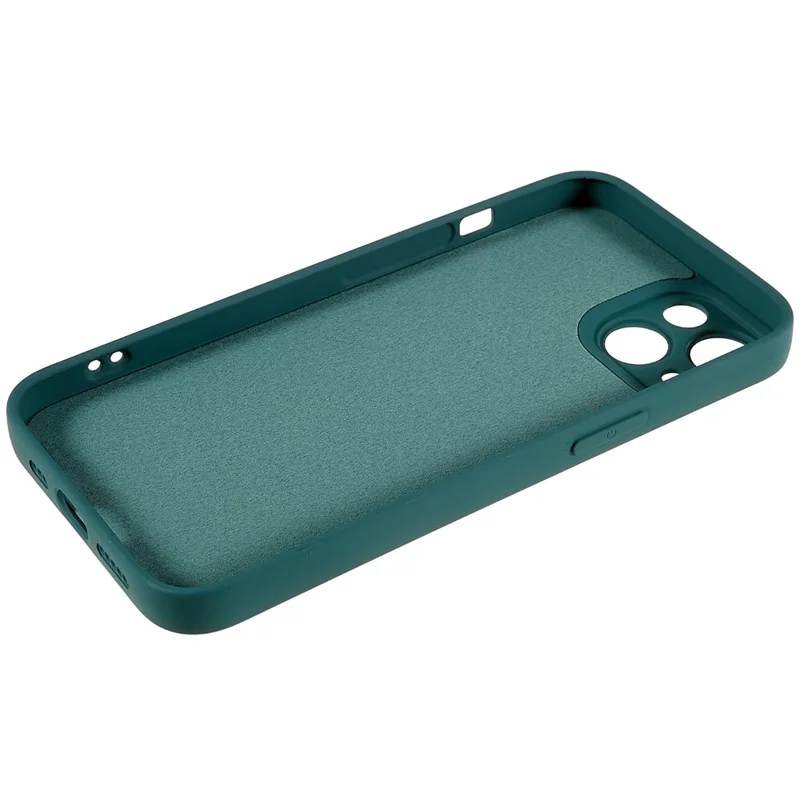 For iPhone 14 Plus Precise Cutout Camera Protection Phone Case Liquid Silicone Texture Soft TPU Arc Edge 2.0mm Thick Shockproof Cover - Midnight Green