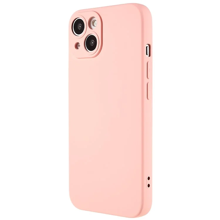 For iPhone 14 Plus Precise Cutout Camera Protection Phone Case Liquid Silicone Texture Soft TPU Arc Edge 2.0mm Thick Shockproof Cover - Pink