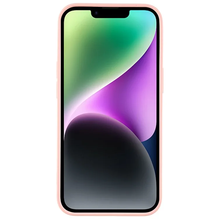 For iPhone 14 Plus Precise Cutout Camera Protection Phone Case Liquid Silicone Texture Soft TPU Arc Edge 2.0mm Thick Shockproof Cover - Pink