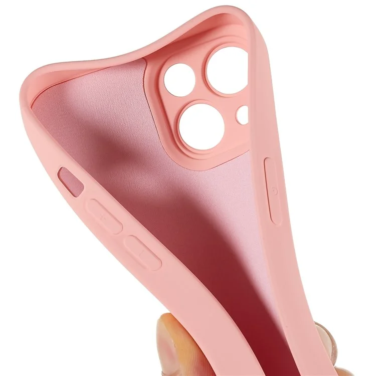 For iPhone 14 Plus Precise Cutout Camera Protection Phone Case Liquid Silicone Texture Soft TPU Arc Edge 2.0mm Thick Shockproof Cover - Pink