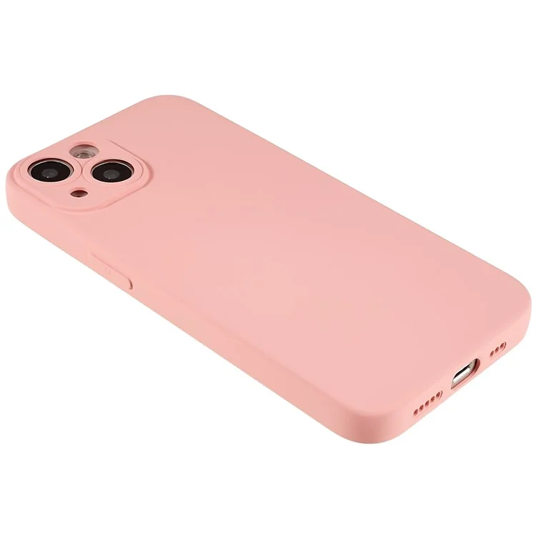 For iPhone 14 Plus Precise Cutout Camera Protection Phone Case Liquid Silicone Texture Soft TPU Arc Edge 2.0mm Thick Shockproof Cover - Pink