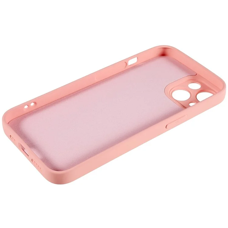 For iPhone 14 Plus Precise Cutout Camera Protection Phone Case Liquid Silicone Texture Soft TPU Arc Edge 2.0mm Thick Shockproof Cover - Pink