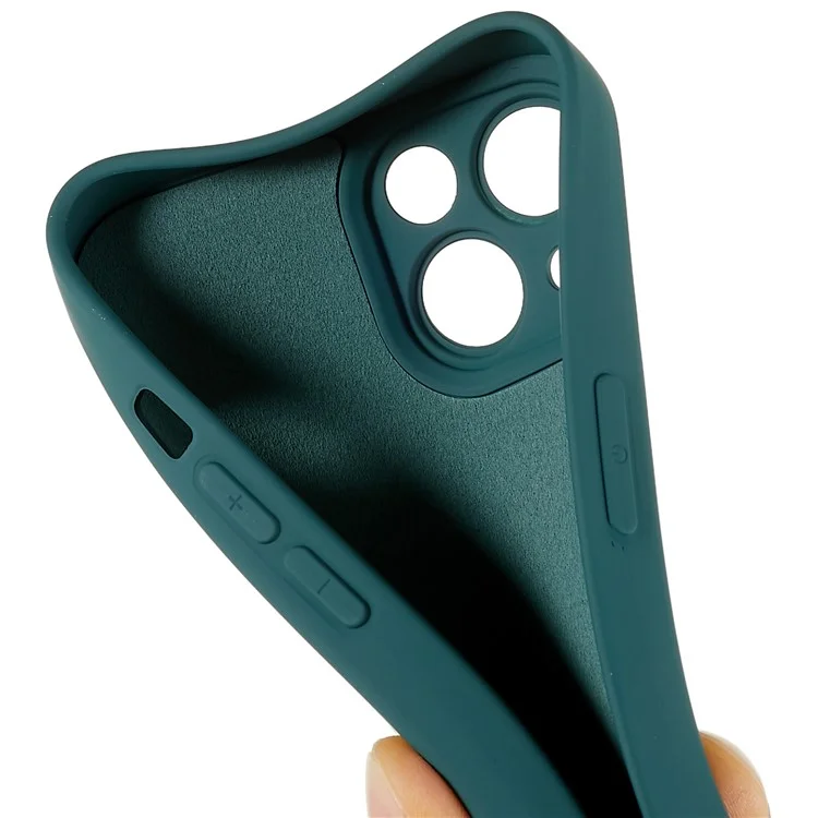 Für iPhone 14 Flüssigsilikon Textur Soft Touch TPU Case 2,0 mm dick Präzisionsausschnitt Kameraschutz Arc Edge Handyhülle - Mitternachtsgrün