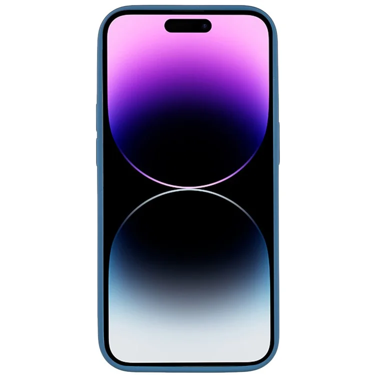 Para iPhone 14 Pro Max Precise Cutout Liquid Silicone Texture Back Case Arc Edge 2.0mm Thick TPU Anti-Scratch Phone Cover - Azul