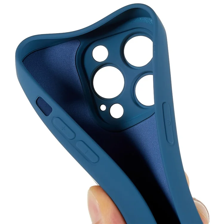 Para iPhone 14 Pro Max Precise Cutout Liquid Silicone Texture Back Case Arc Edge 2.0mm Thick TPU Anti-Scratch Phone Cover - Azul