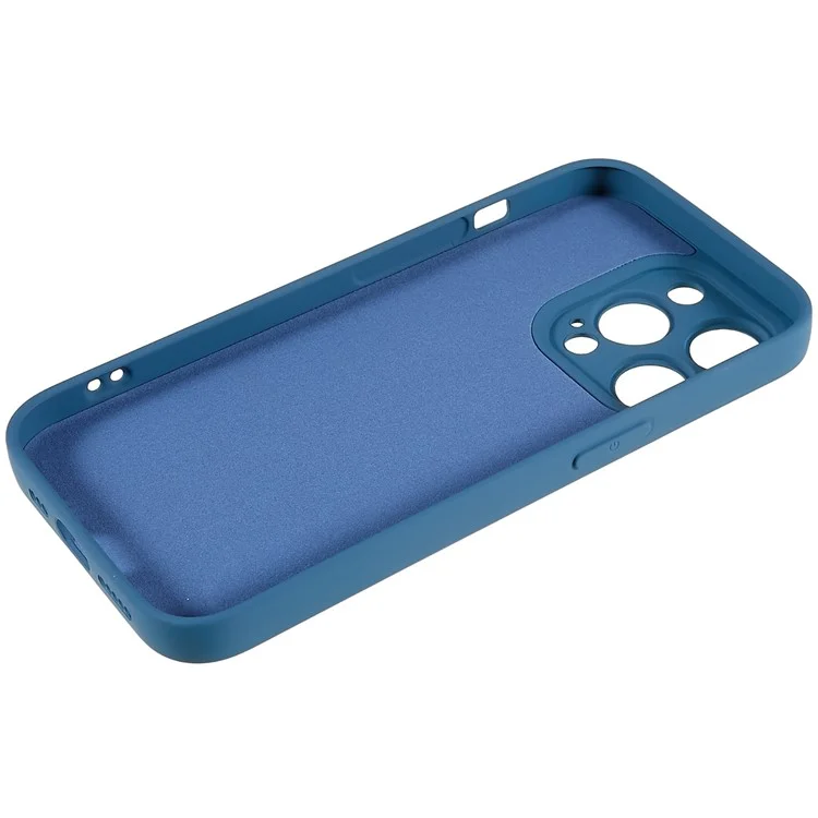Para iPhone 14 Pro Max Precise Cutout Liquid Silicone Texture Back Case Arc Edge 2.0mm Thick TPU Anti-Scratch Phone Cover - Azul
