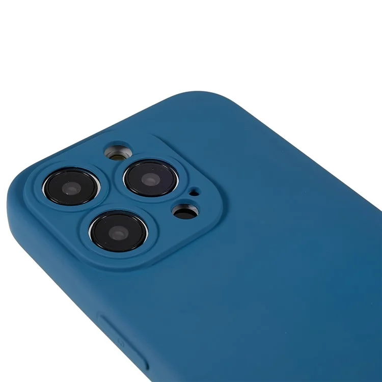Para iPhone 14 Pro Max Precise Cutout Liquid Silicone Texture Back Case Arc Edge 2.0mm Thick TPU Anti-Scratch Phone Cover - Azul