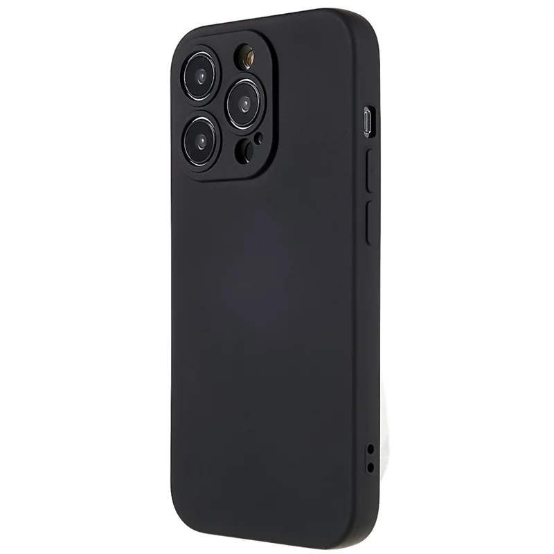 Pour iPhone 14 Pro Étui de téléphone en silicone liquide souple de 2,0 mm d'épaisseur, antichoc - Noir