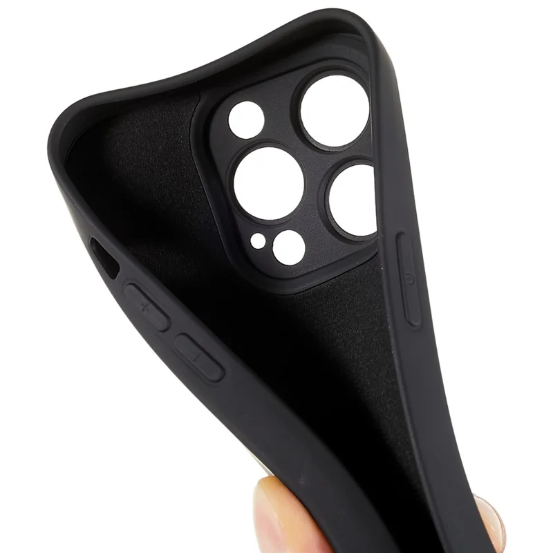 Pour iPhone 14 Pro Étui de téléphone en silicone liquide souple de 2,0 mm d'épaisseur, antichoc - Noir