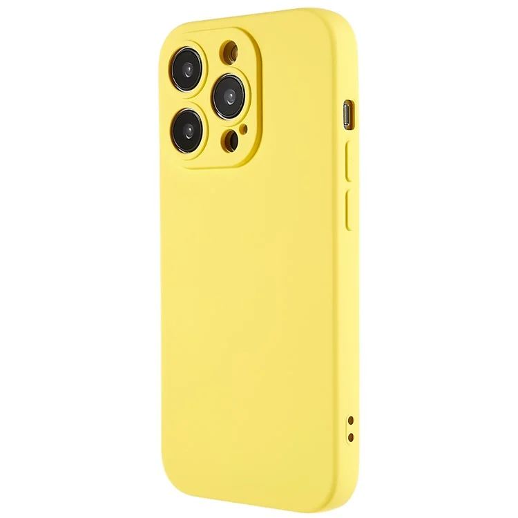 For iPhone 14 Pro Soft TPU 2.0mm Thick Shockproof Phone Case Liquid Silicone Texture Arc Edge Precise Cutout Cover - Yellow