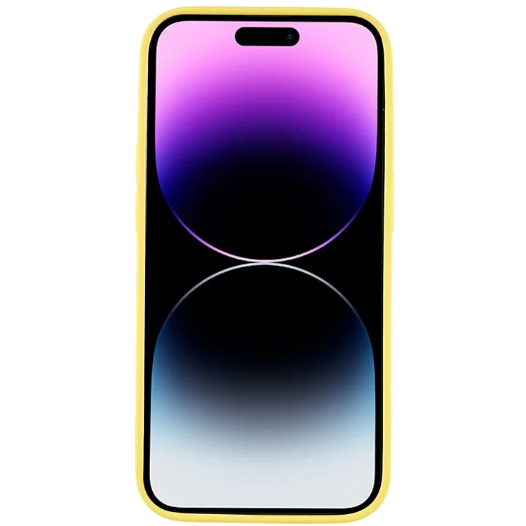 For iPhone 14 Pro Soft TPU 2.0mm Thick Shockproof Phone Case Liquid Silicone Texture Arc Edge Precise Cutout Cover - Yellow