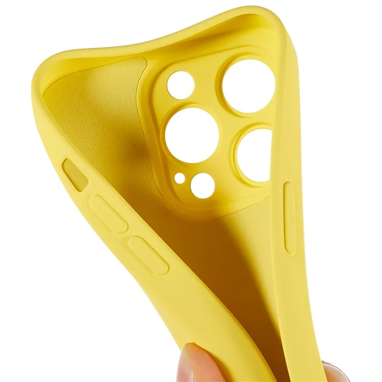 For iPhone 14 Pro Soft TPU 2.0mm Thick Shockproof Phone Case Liquid Silicone Texture Arc Edge Precise Cutout Cover - Yellow