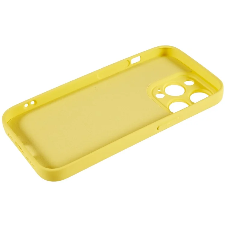 For iPhone 14 Pro Soft TPU 2.0mm Thick Shockproof Phone Case Liquid Silicone Texture Arc Edge Precise Cutout Cover - Yellow