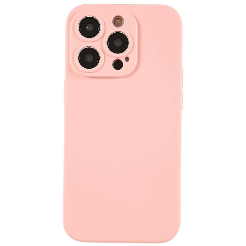 For iPhone 14 Pro Soft TPU 2.0mm Thick Shockproof Phone Case Liquid Silicone Texture Arc Edge Precise Cutout Cover - Pink