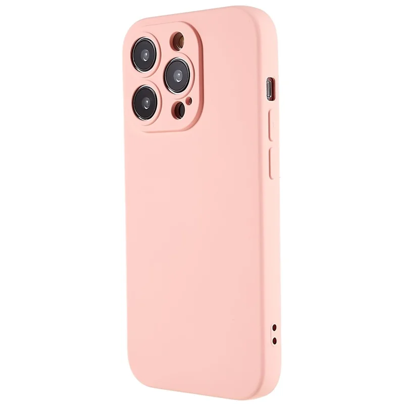 For iPhone 14 Pro Soft TPU 2.0mm Thick Shockproof Phone Case Liquid Silicone Texture Arc Edge Precise Cutout Cover - Pink