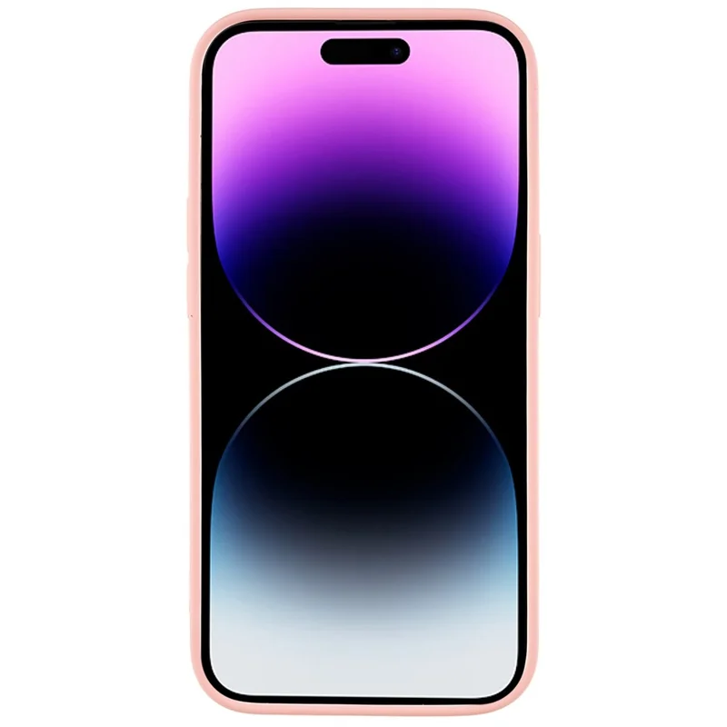 For iPhone 14 Pro Soft TPU 2.0mm Thick Shockproof Phone Case Liquid Silicone Texture Arc Edge Precise Cutout Cover - Pink