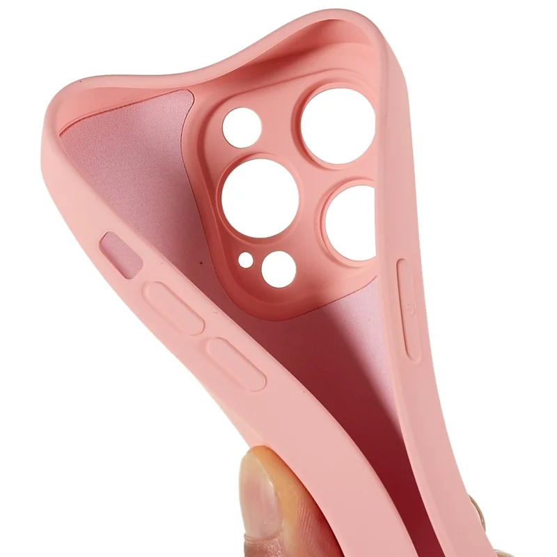 For iPhone 14 Pro Soft TPU 2.0mm Thick Shockproof Phone Case Liquid Silicone Texture Arc Edge Precise Cutout Cover - Pink