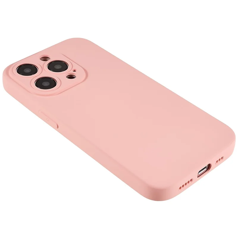 For iPhone 14 Pro Soft TPU 2.0mm Thick Shockproof Phone Case Liquid Silicone Texture Arc Edge Precise Cutout Cover - Pink
