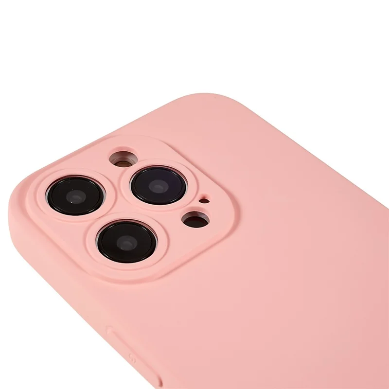 For iPhone 14 Pro Soft TPU 2.0mm Thick Shockproof Phone Case Liquid Silicone Texture Arc Edge Precise Cutout Cover - Pink