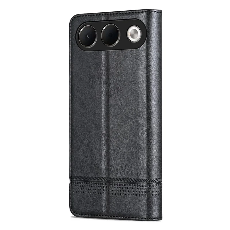 AZNS For Oppo A7 Pro 5G Phone Case Cowhide Texture PU Leather Wallet Phone Cover - Black