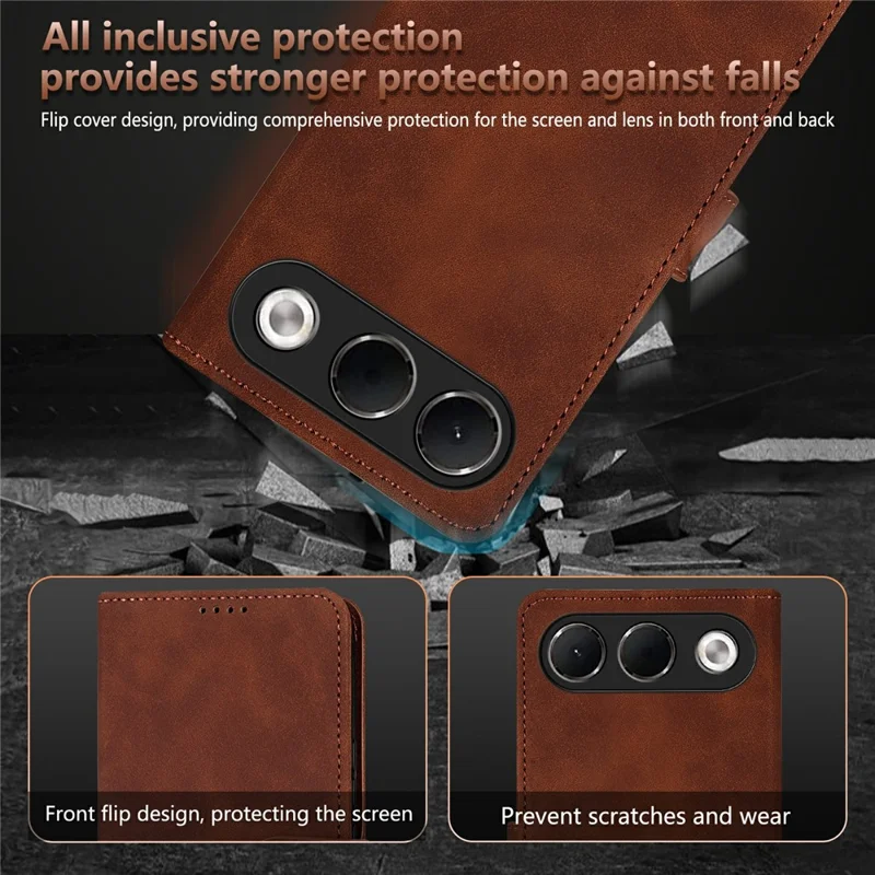 AZNS For Oppo A7 Pro 5G Case PU Leather Wallet Phone Cover - Brown