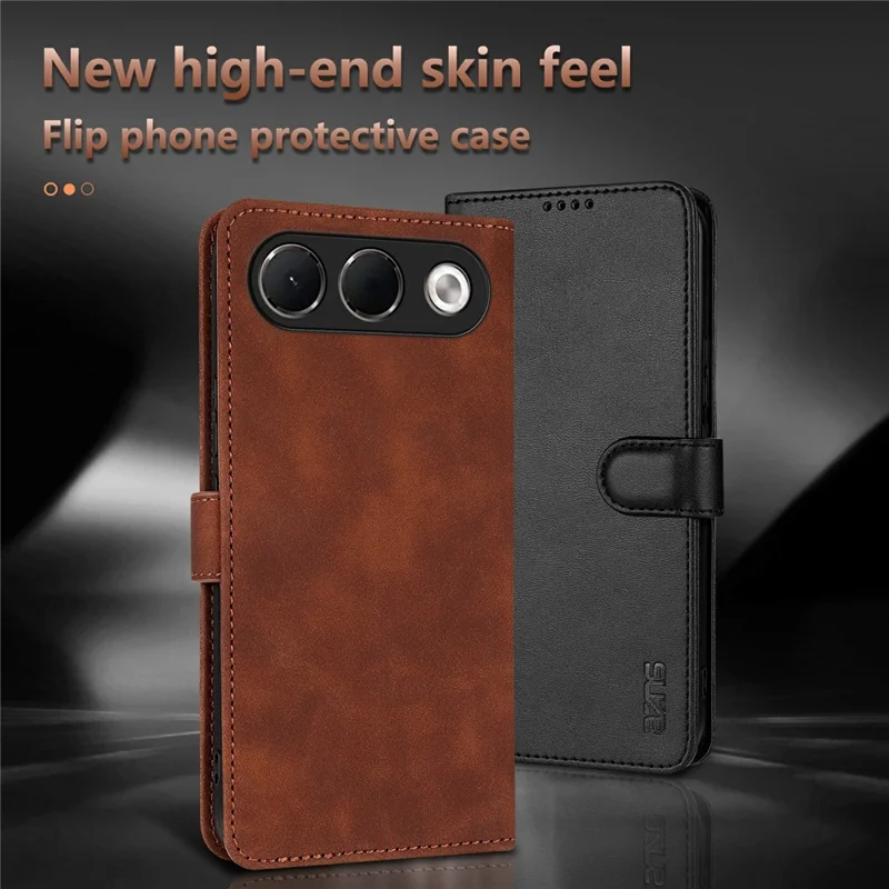 AZNS For Oppo A7 Pro 5G Case PU Leather Wallet Phone Cover - Brown
