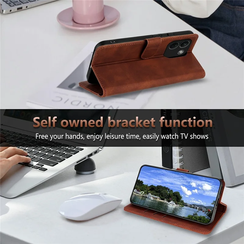 AZNS For Oppo A7 Pro 5G Case PU Leather Wallet Phone Cover - Brown