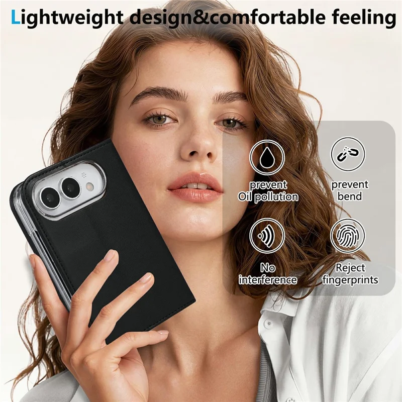 ABEEL for iPhone Duo Phone Case RFID Blocking Leather Flip Cover - Black