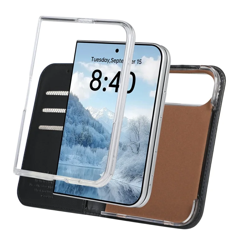 ABEEL for iPhone Duo Phone Case RFID Blocking Leather Flip Cover - Black