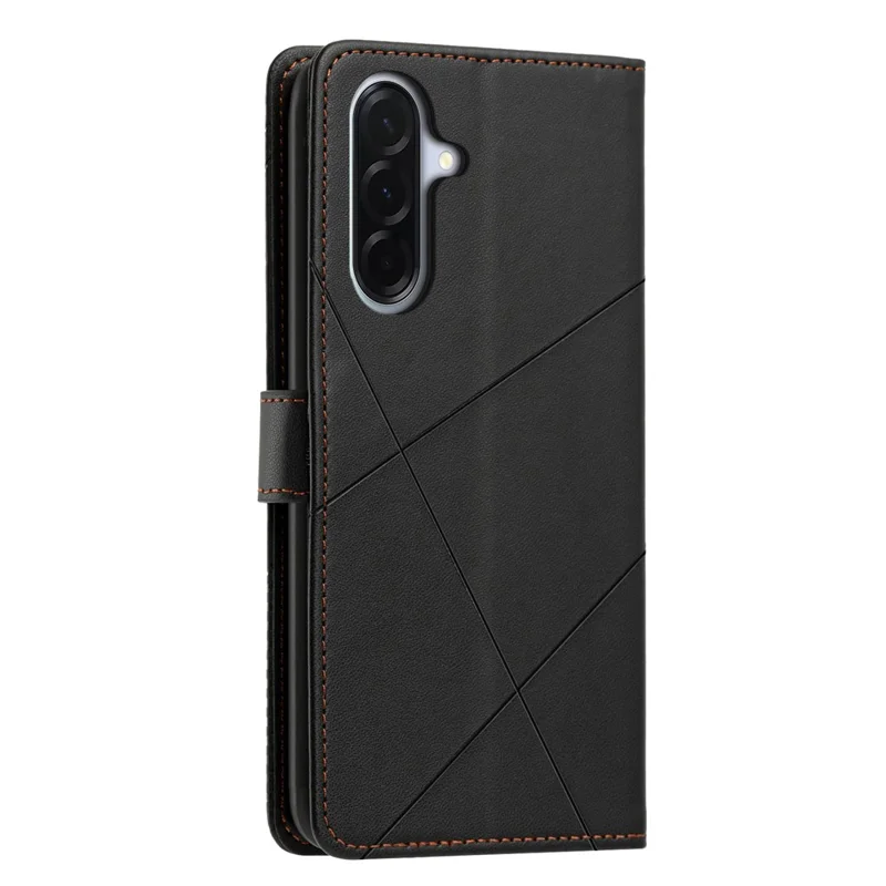 For Samsung Galaxy A27 5G Wallet Case Adjustable Stand Magnetic Clasp Imprint Square Leather Flip Phone Cover - Black
