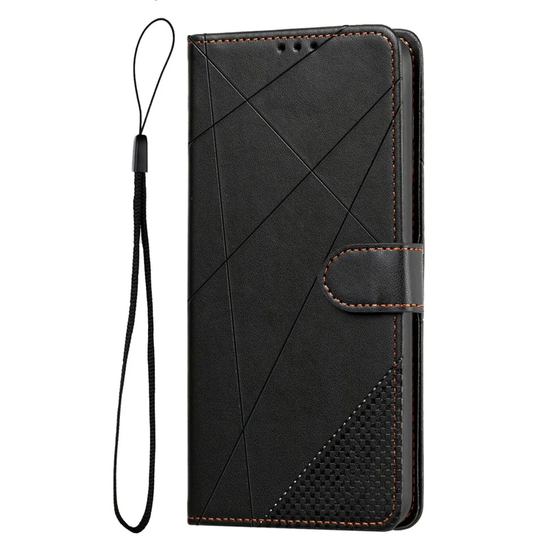 Wallet Case For iPhone 18 Pro Max  /  17 Pro Max Adjustable Stand Magnetic Clasp Imprint Square Leather Flip Phone Cover - Black