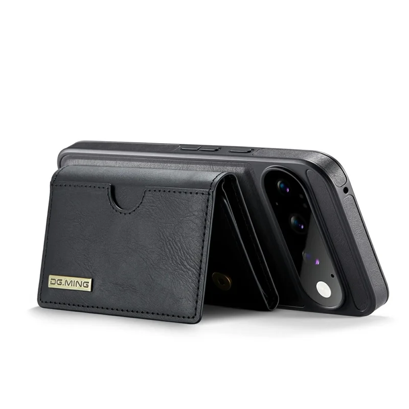 DG.MING M6 Series For Google Pixel 11 Pro XL Case Magnetic RFID Blocking Wallet PU + PC + TPU Phone Cover - Black